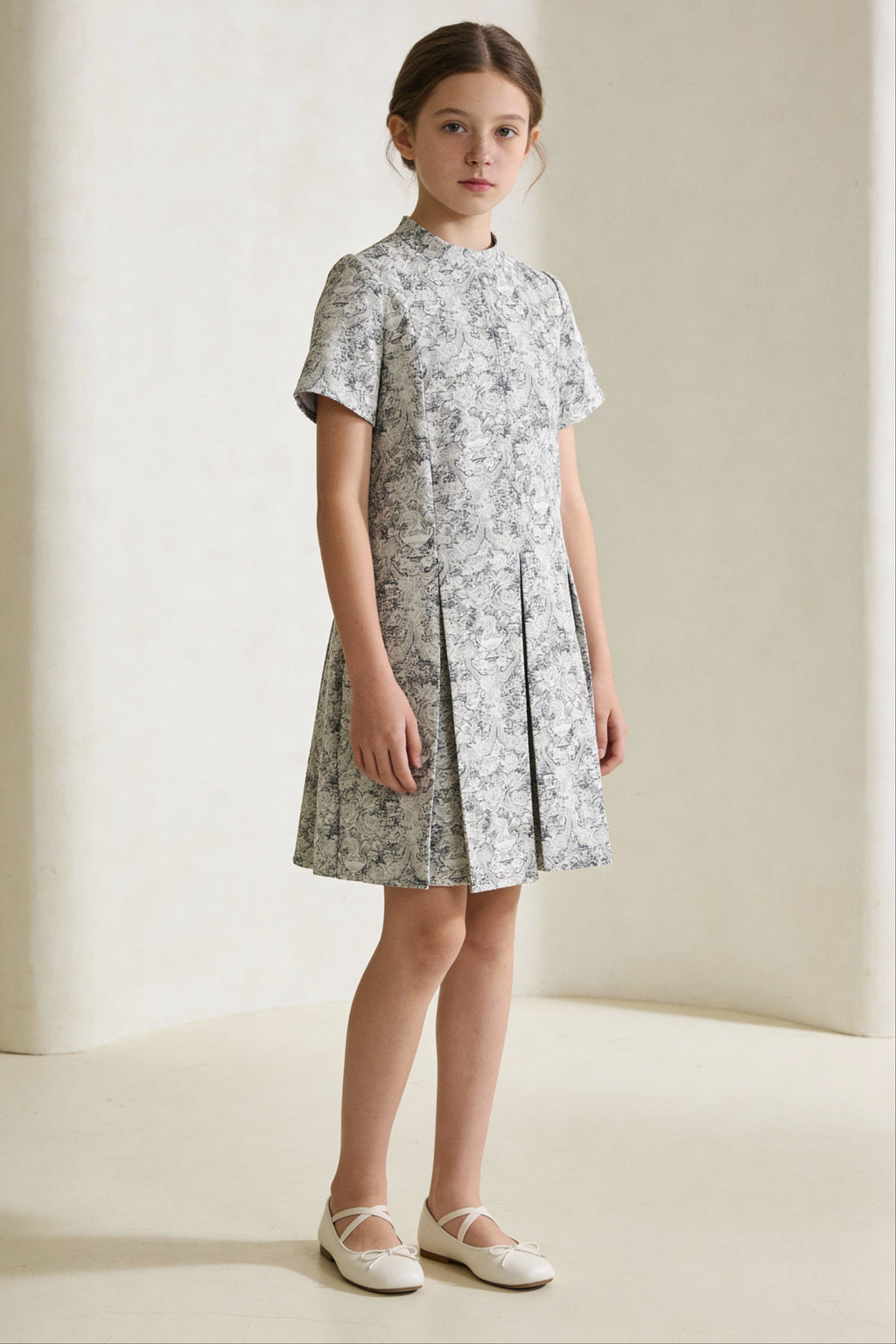 Gri Desenli Jakar Elbise