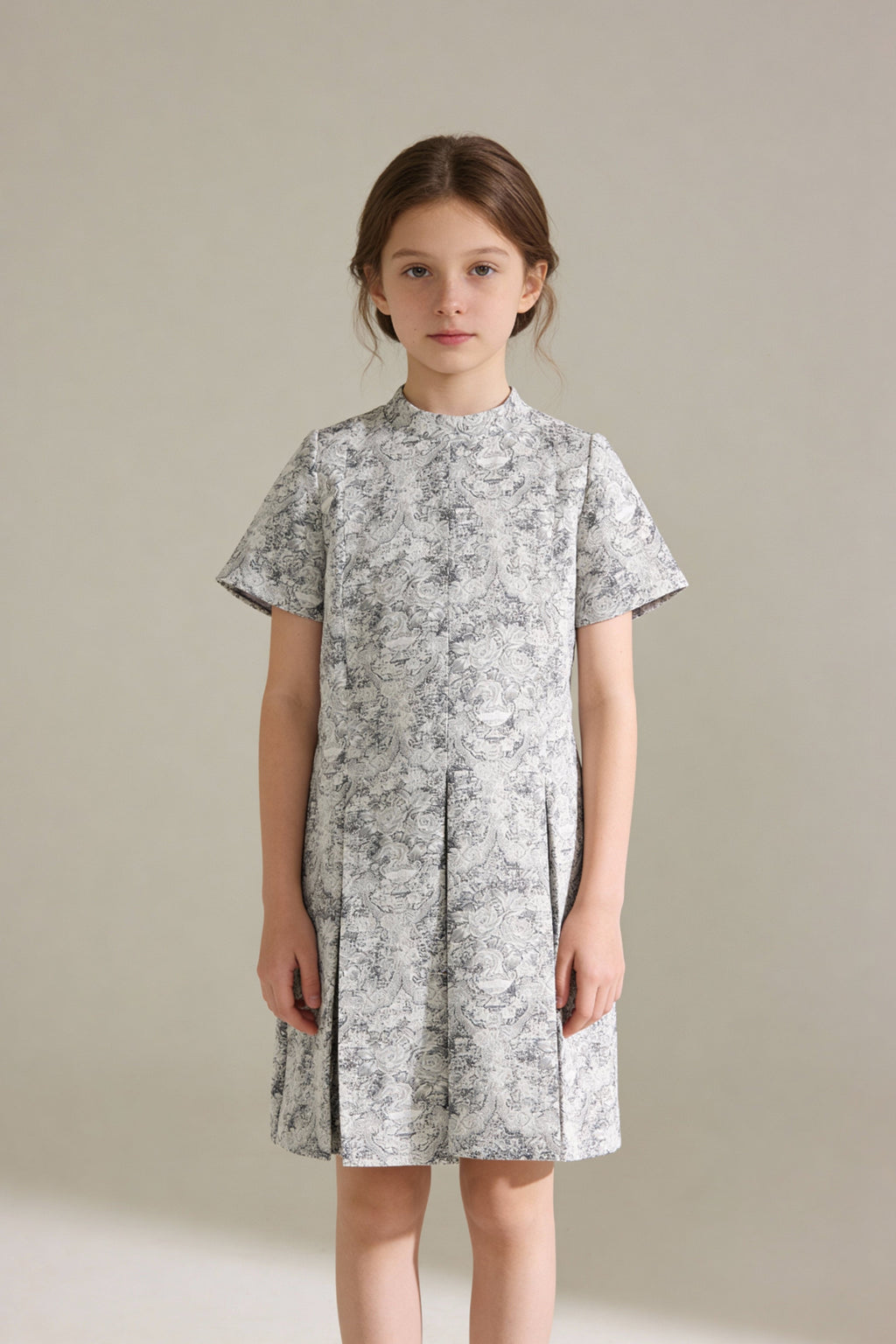 Gri Desenli Jakar Elbise