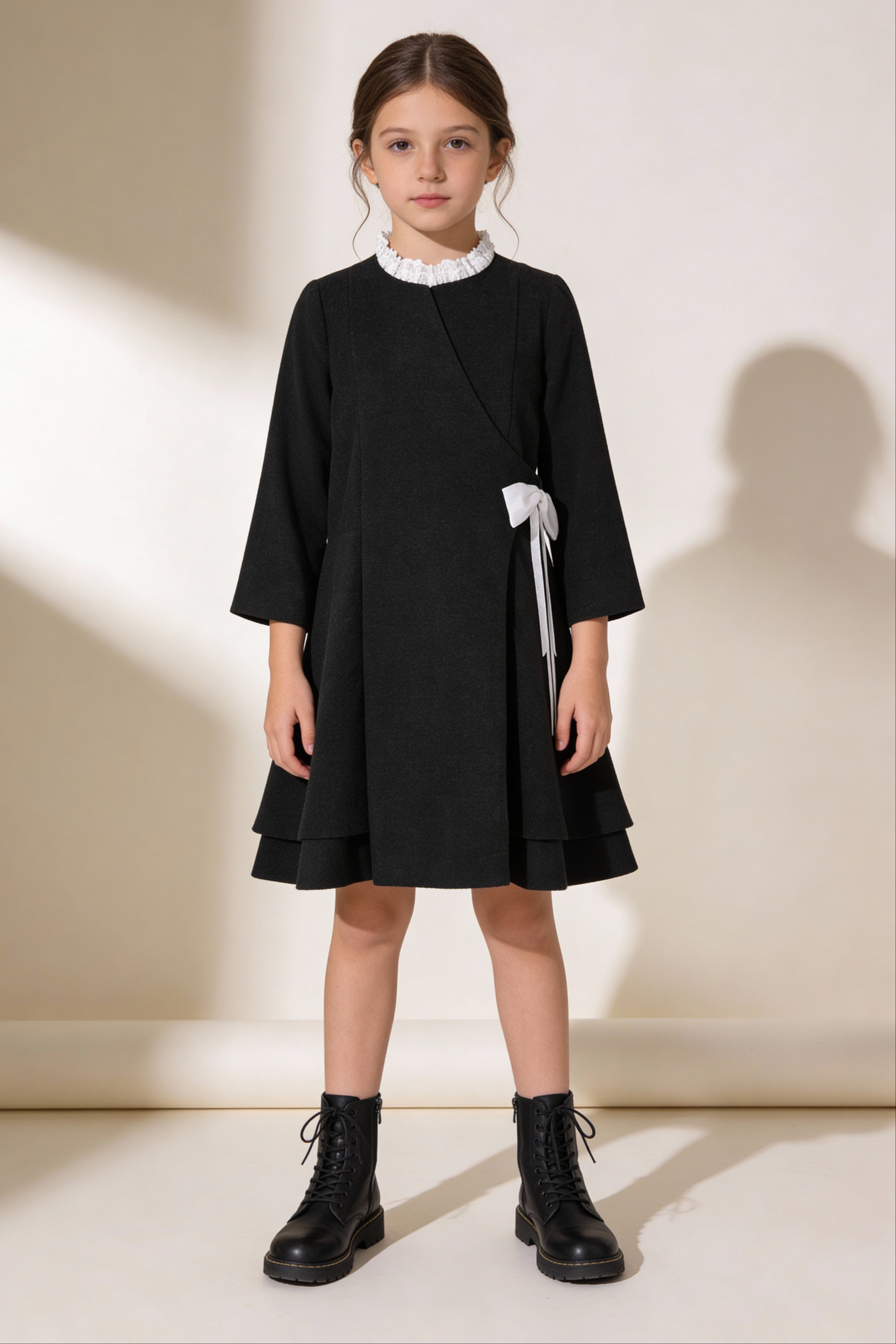 Antrasit Fiyonk Detaylı Elbise