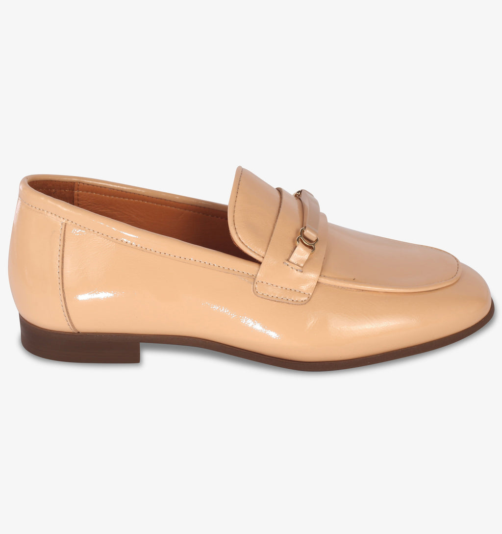 Bej Kırışık Deri Loafer