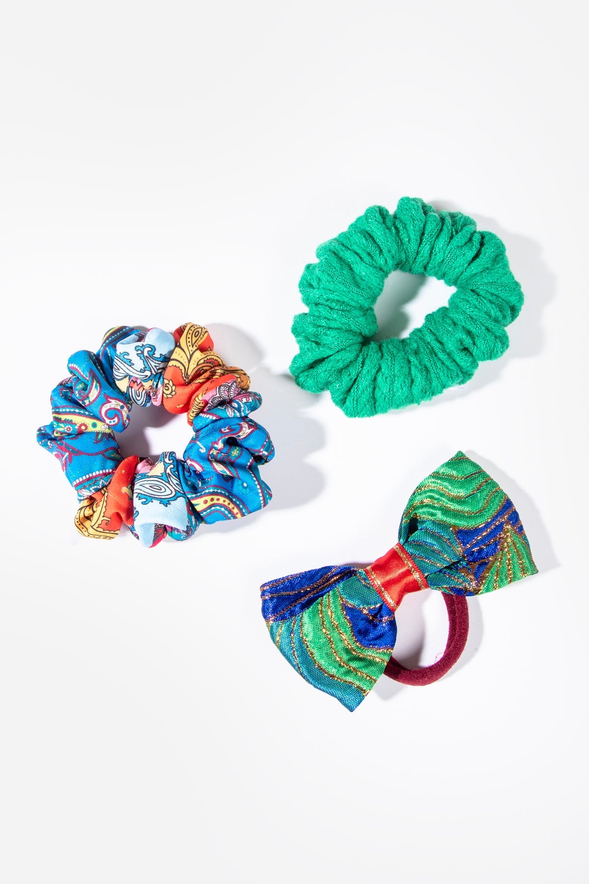 Yeşil-Lacivert Tonlarında 3'lü Saç Tokası