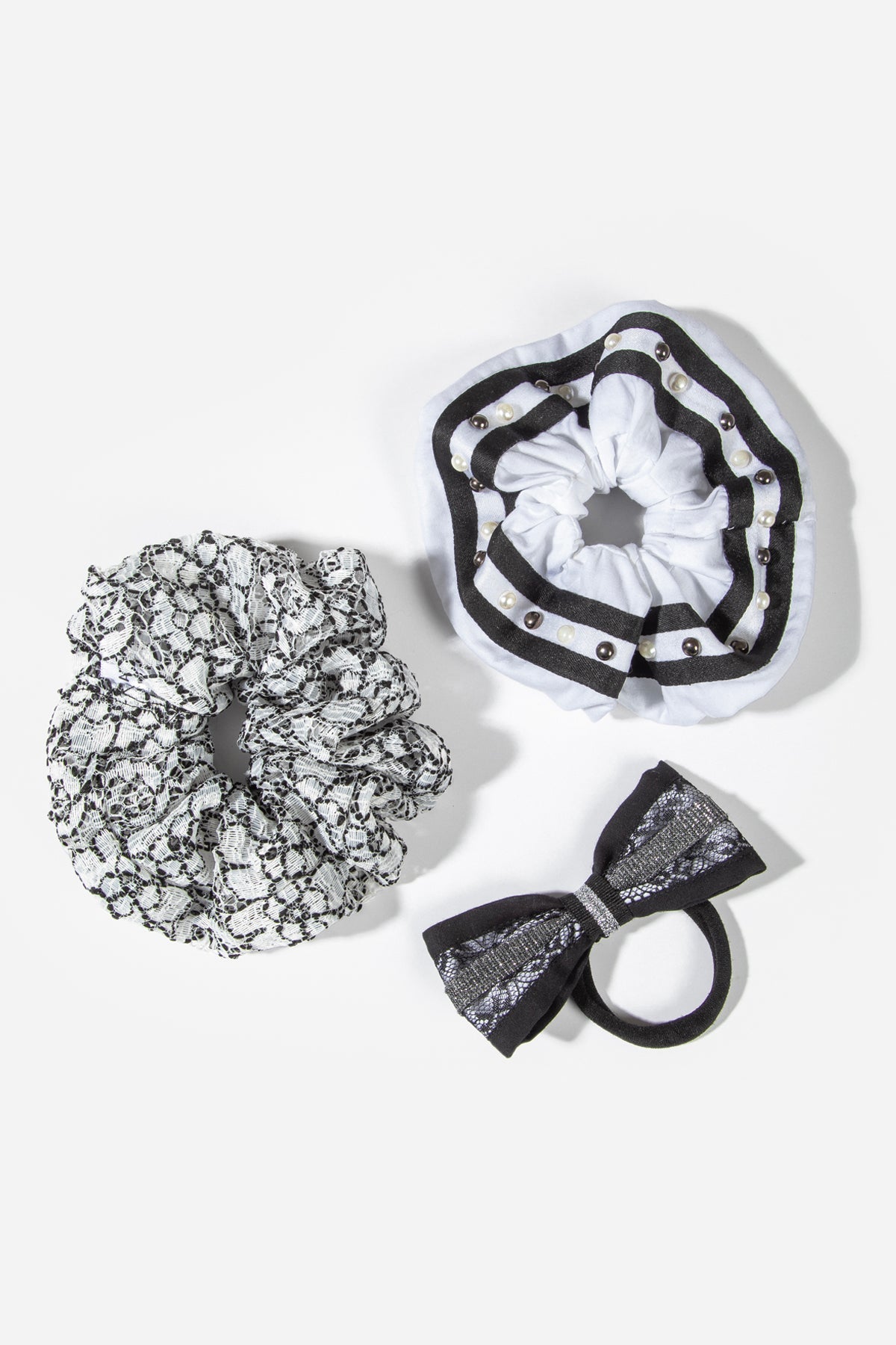 Siyah-Beyaz Tonlarında 3'lü Saç Tokası