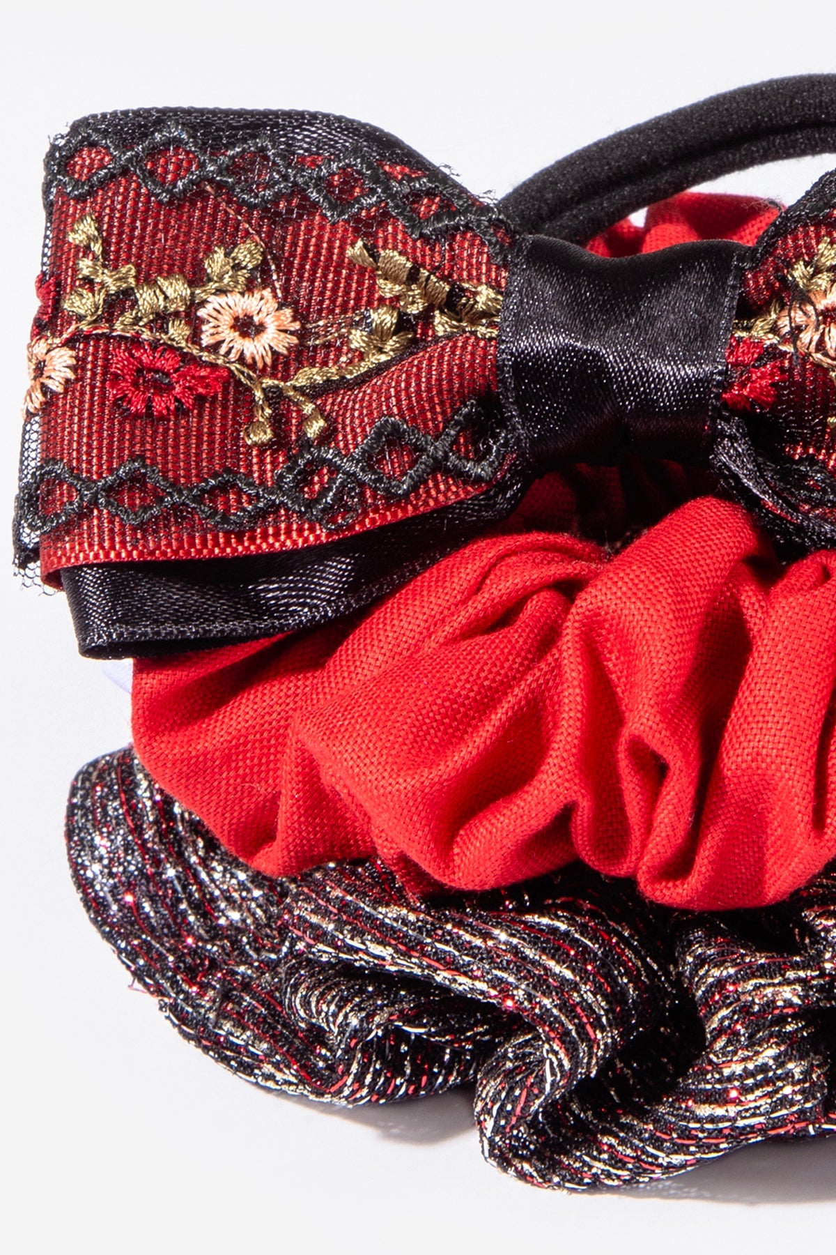 Siyah-Kırmızı Tonlarında 3'lü Saç Tokası