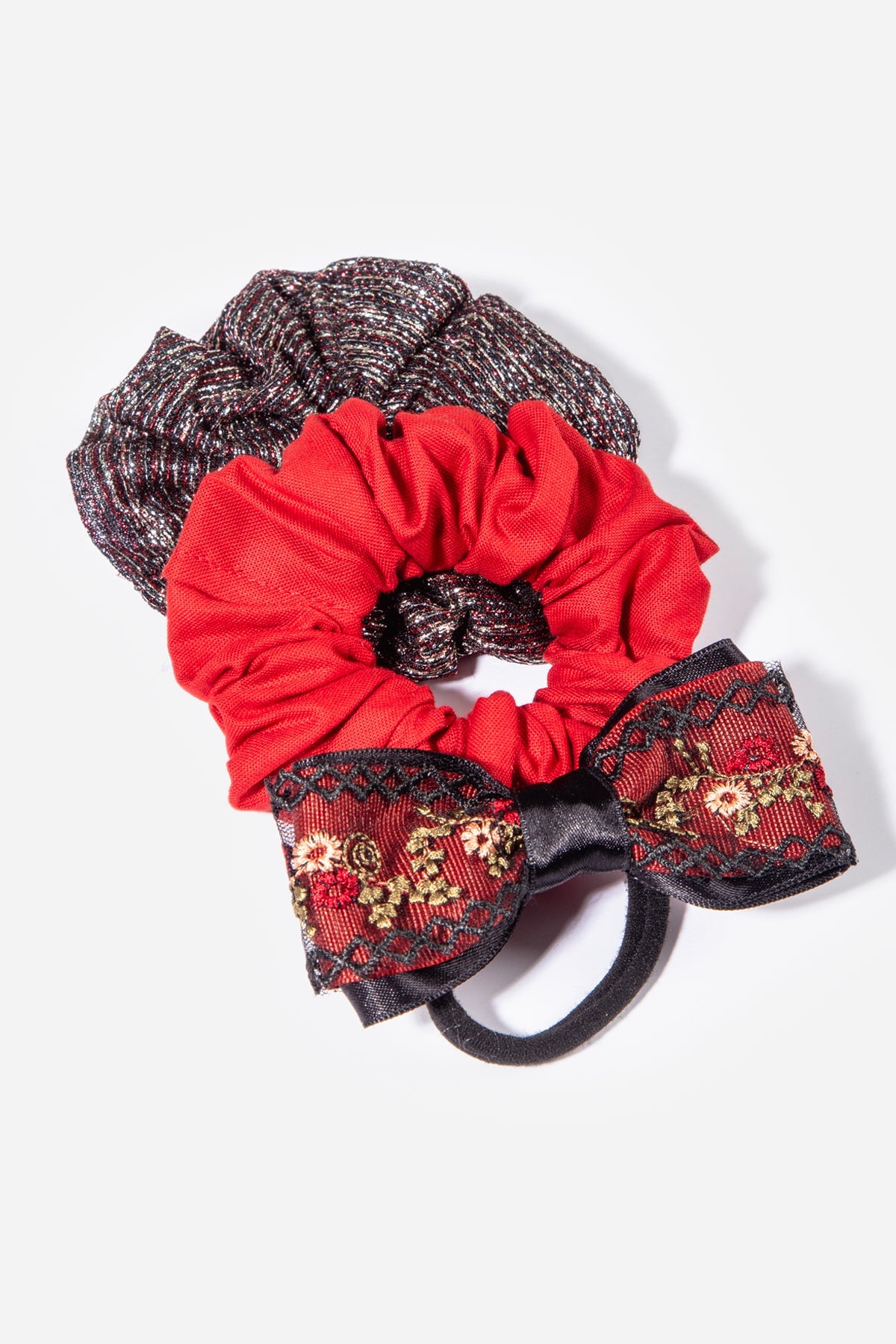 Siyah-Kırmızı Tonlarında 3'lü Saç Tokası