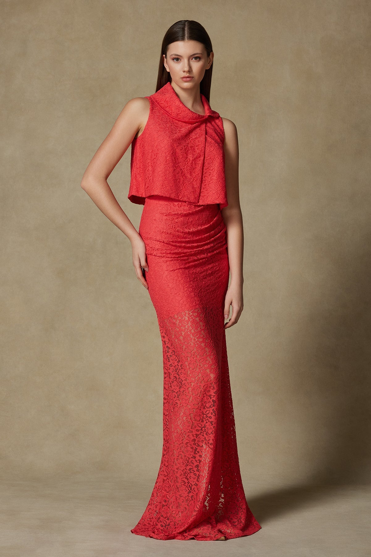 Mercan Drapeli Dantel Etek