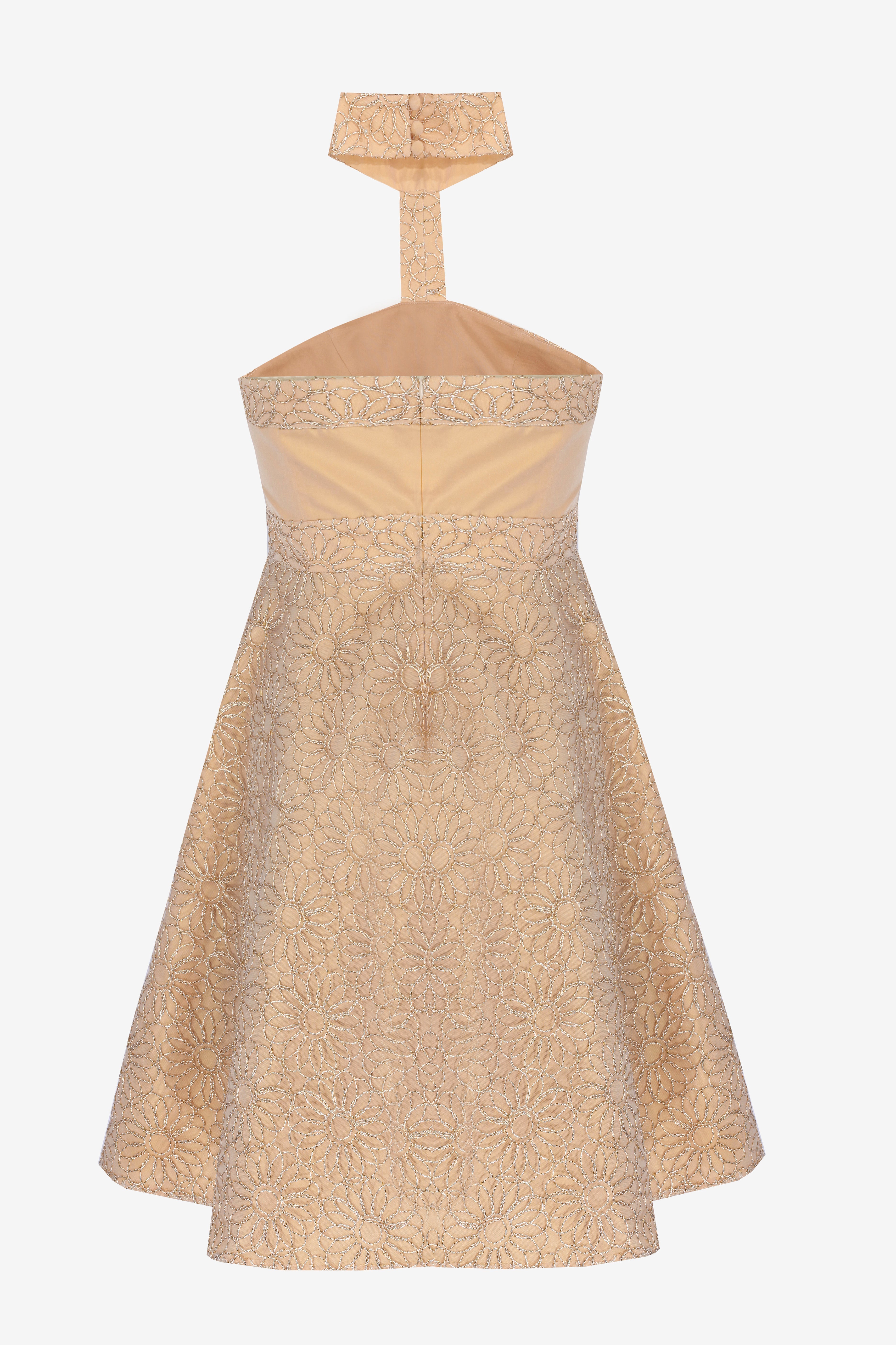 Krem Sarı Tafta Elbise