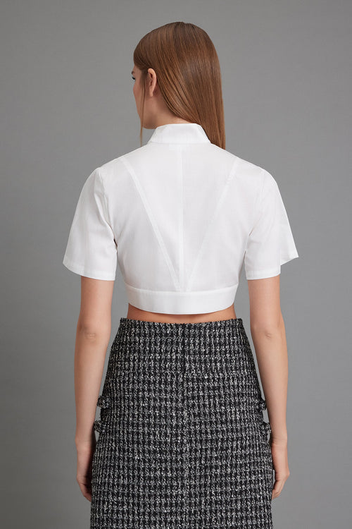 Beyaz Kuşgözlü Saten Pamuk Üst