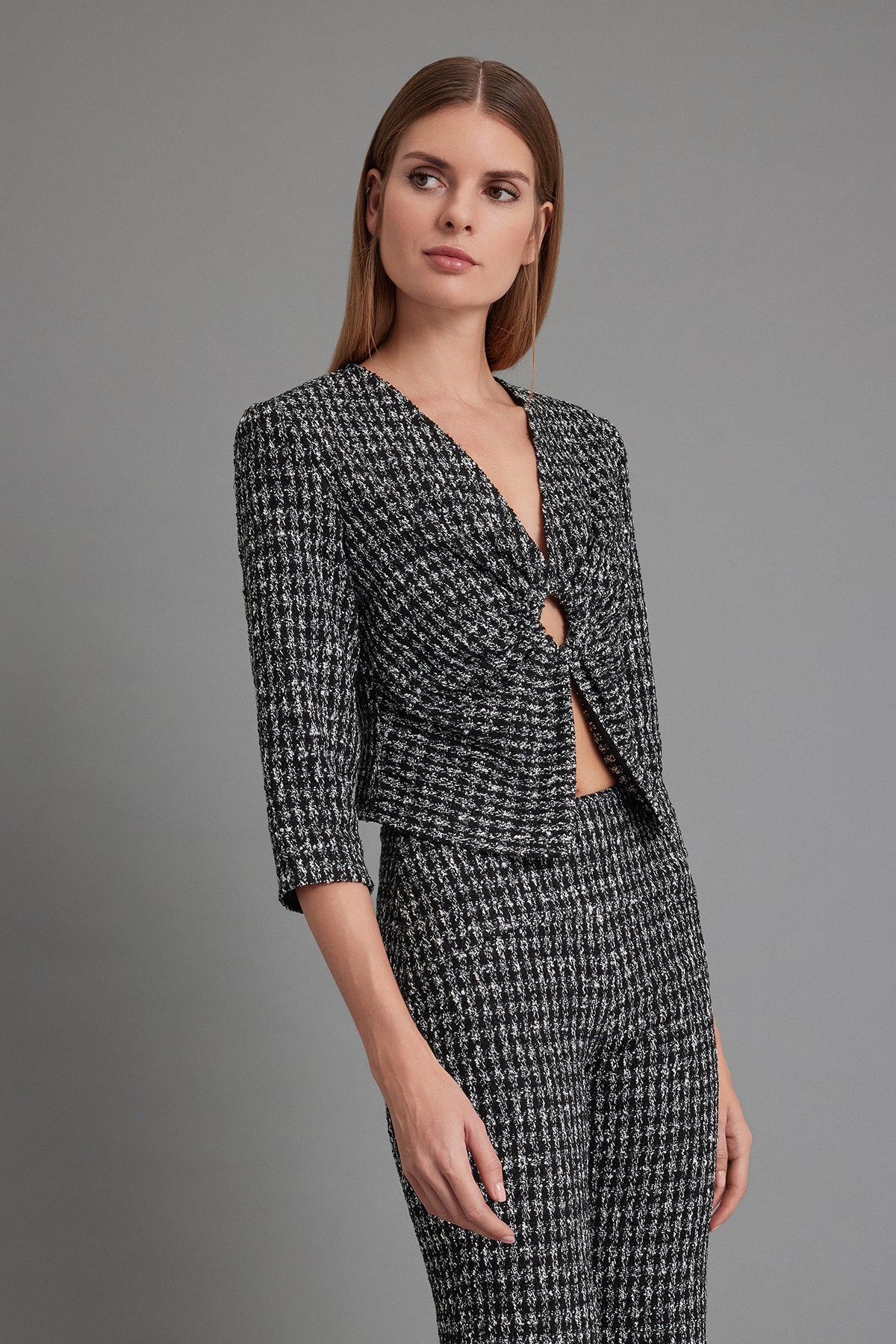 Siyah & Beyaz Kırçıllı Tüvit Üst