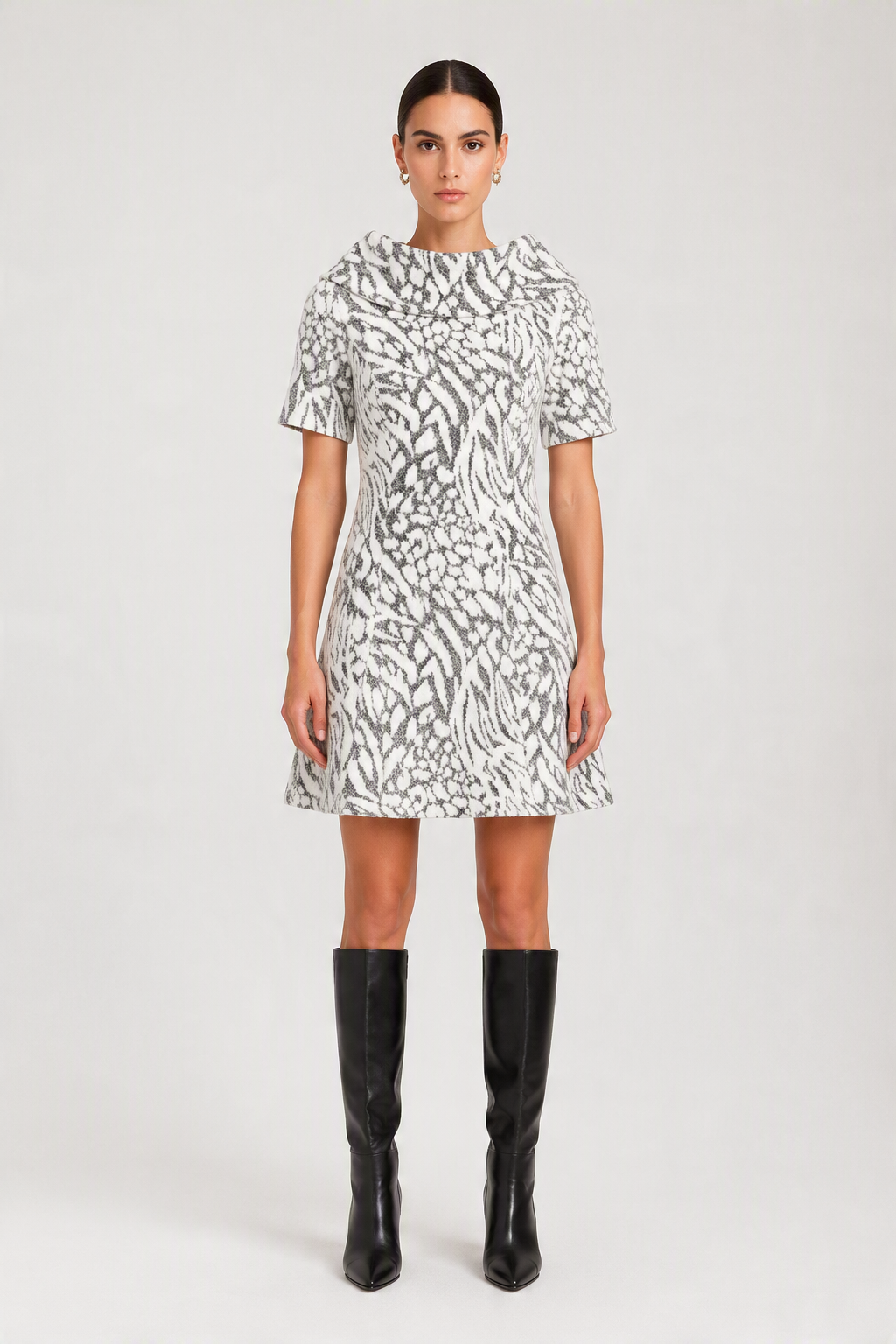 Gri & Beyaz Zebra Elbise