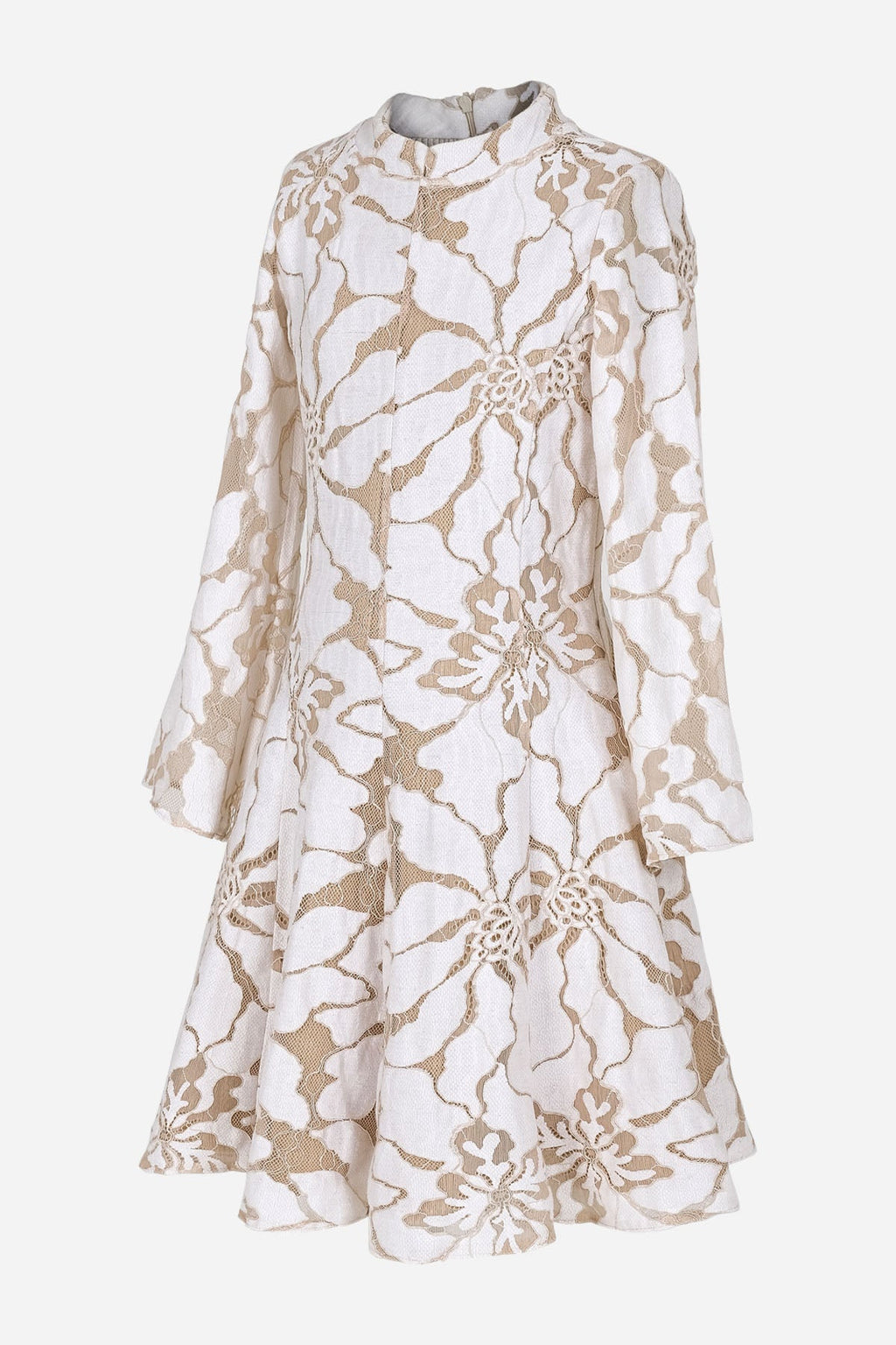 Bej & Krem Dantel Kaplama Elbise