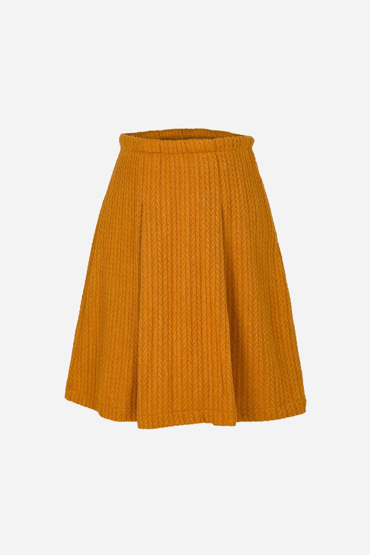 Turuncu Zincir Desenli Örme Etek