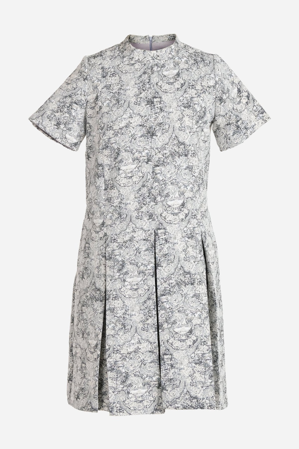 Gri Desenli Jakar Elbise
