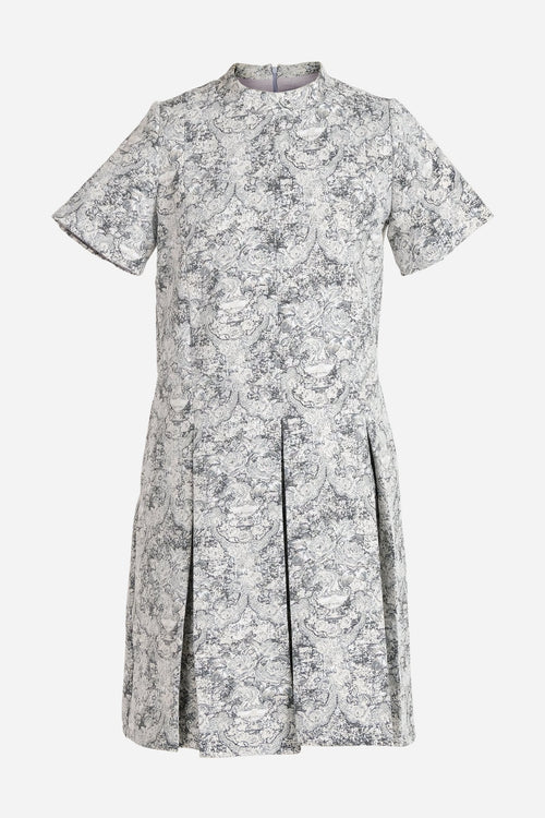 Gri Desenli Jakar Elbise