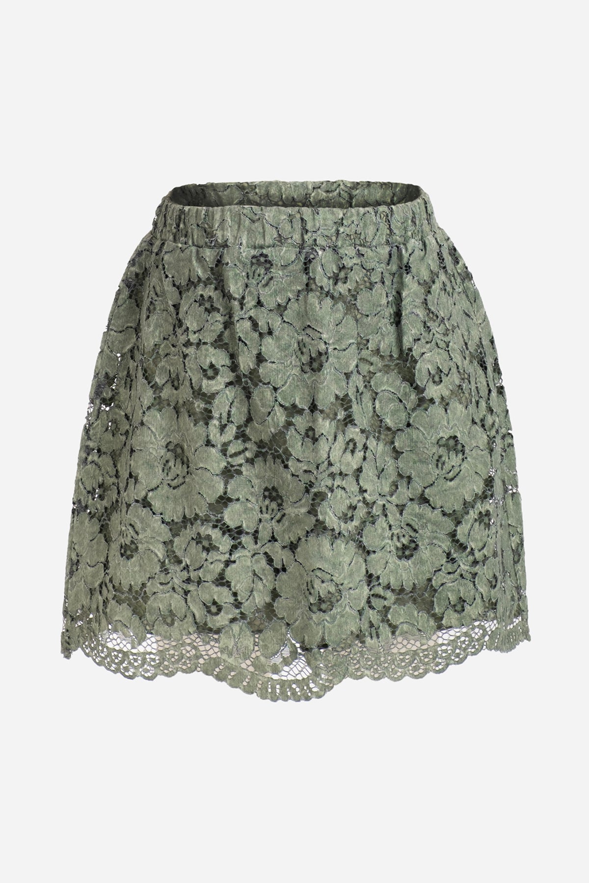 Zeytin Yeşili Dantel Etek