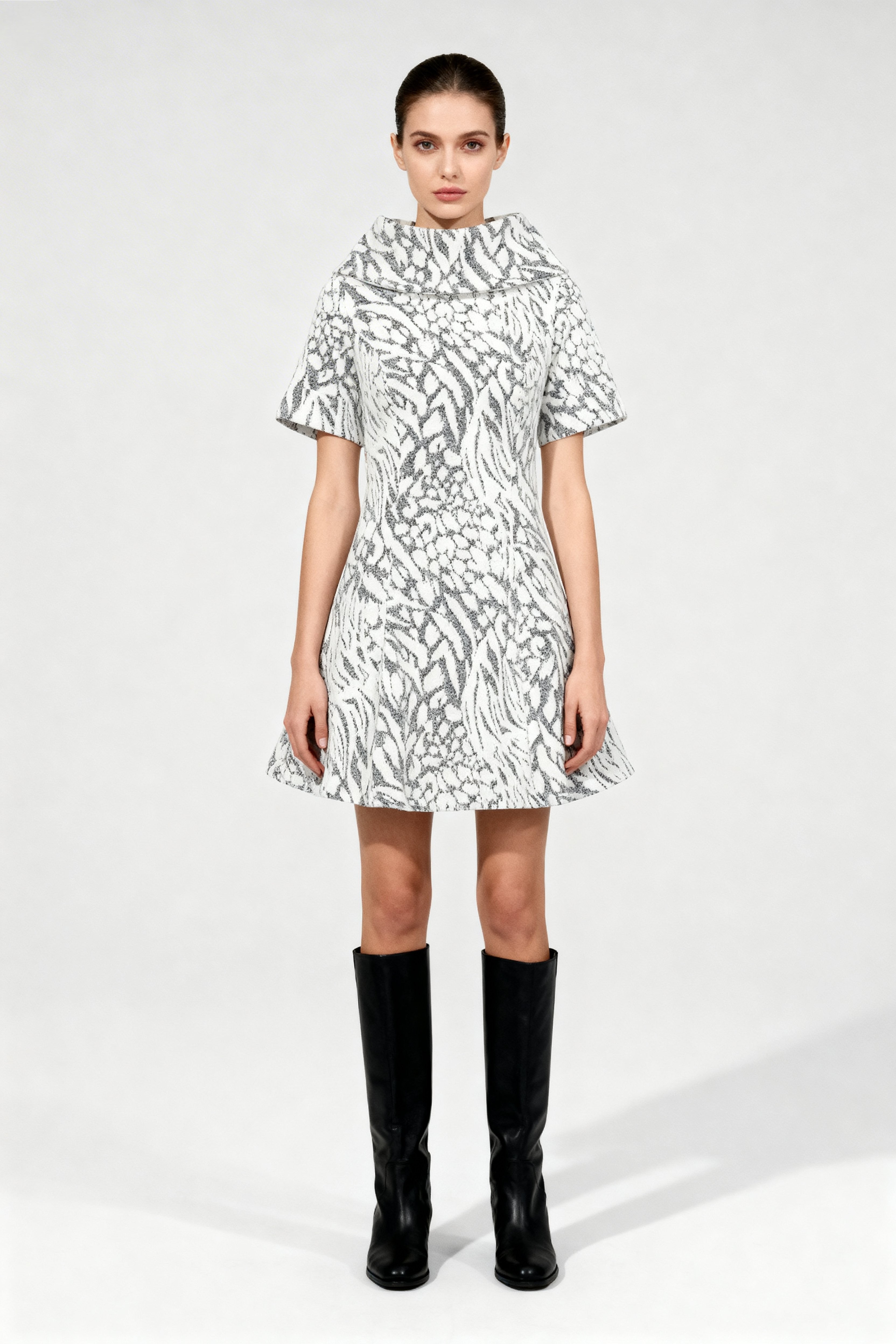 Gri & Beyaz Zebra Elbise